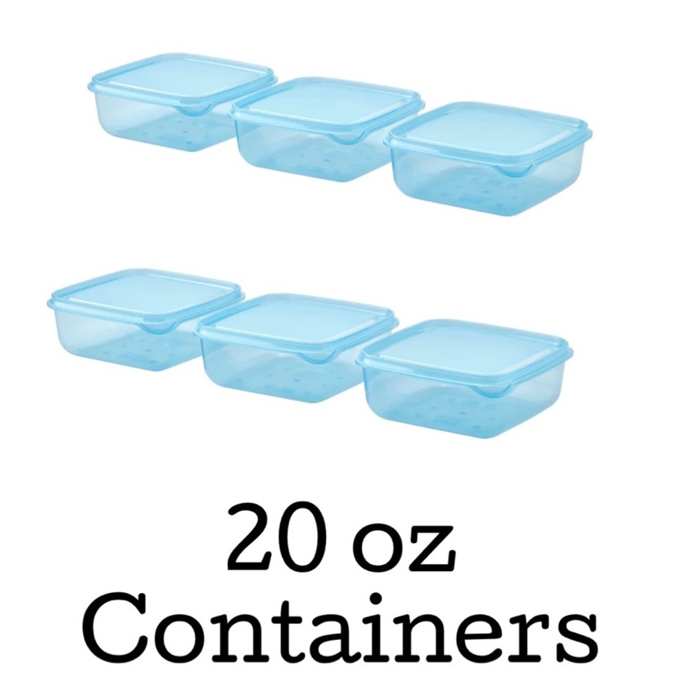 Set of 6 Blue 20 oz Containers